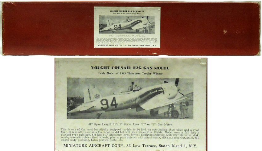 Miniature Aircraft 1/12 Vought Corsair F2G Thompson Trophy Winner - Gas Model (F4U) - 41 inch Wingspan For Free Flight Or Control Line plastic model kit